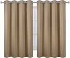 LEMOMO Blackout Curtains 66 x 54 Inch Long Natural Curtains Set of 2 Panels - Image 2