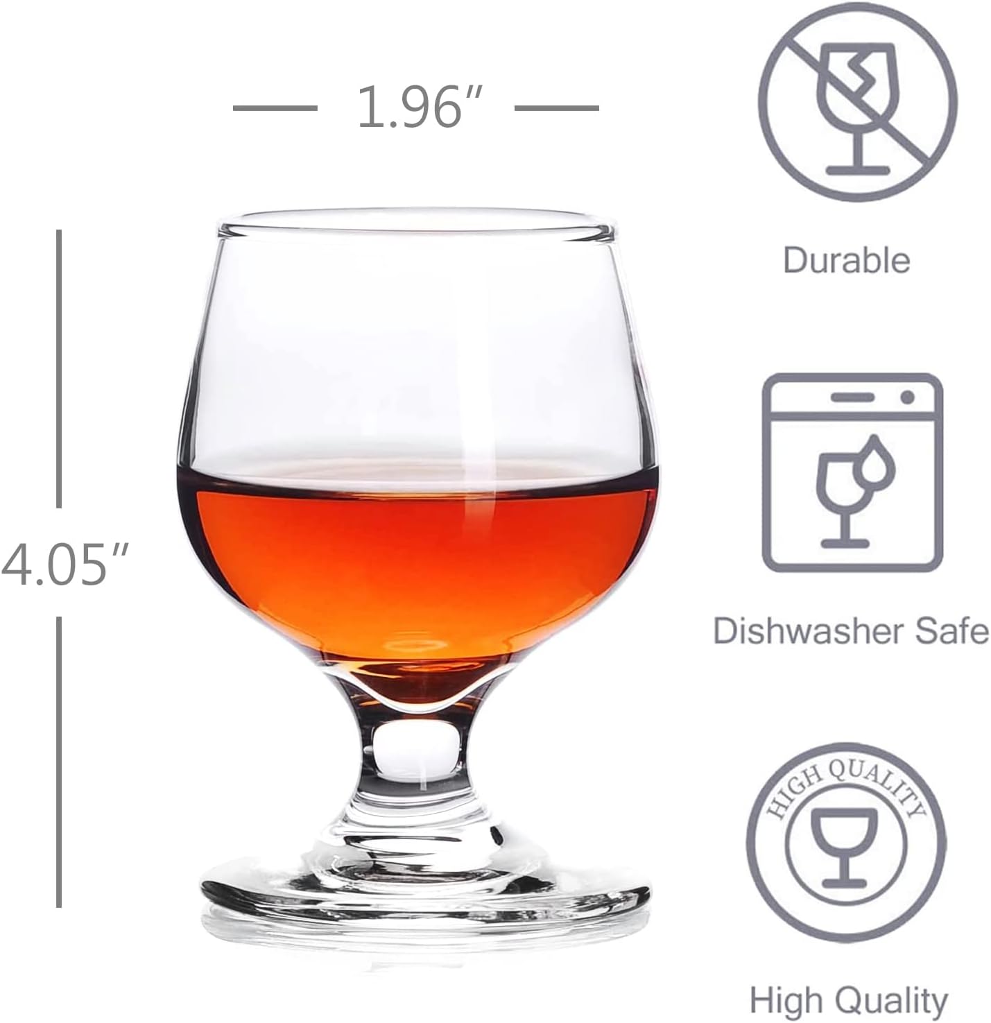 Shot Glass Set of 6 - Clear Cute Shot Glasses, Perfect for Tasting Brandy, Glass Snifters