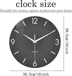 XFM Minimalist Wall Clock 16 Inch Large Grey Wall Clocks Battery Operated Round - Image 6