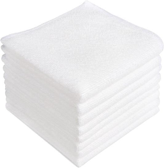 AIDEA Microfiber Cleaning Cloth White, 8PK, Absorbent Lint Free Rags, Scratch Free, Streak Free Microfiber Towels, Dish Towels White, 11.5in.x11.5in.
