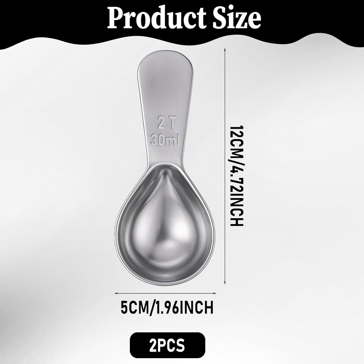 2 Pcs 2 Tbsp Scoop, Stainless Steel 2 Tablespoon Capacity, 30ml Short-Handled Coffee Scoop for Ground Coffees Fits Inside Canisters