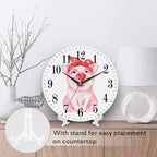 Mxocom Pink Pig Wall Clock Funny Cartoon Pig Wearing Red Bandana 10 Inch Silent - Image 3