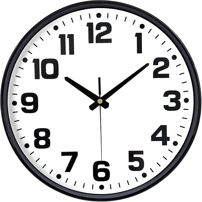 Modern Silent Wall Clock, 12 Inch Non-Ticking Battery Operated Clock, Round by MABPEDO