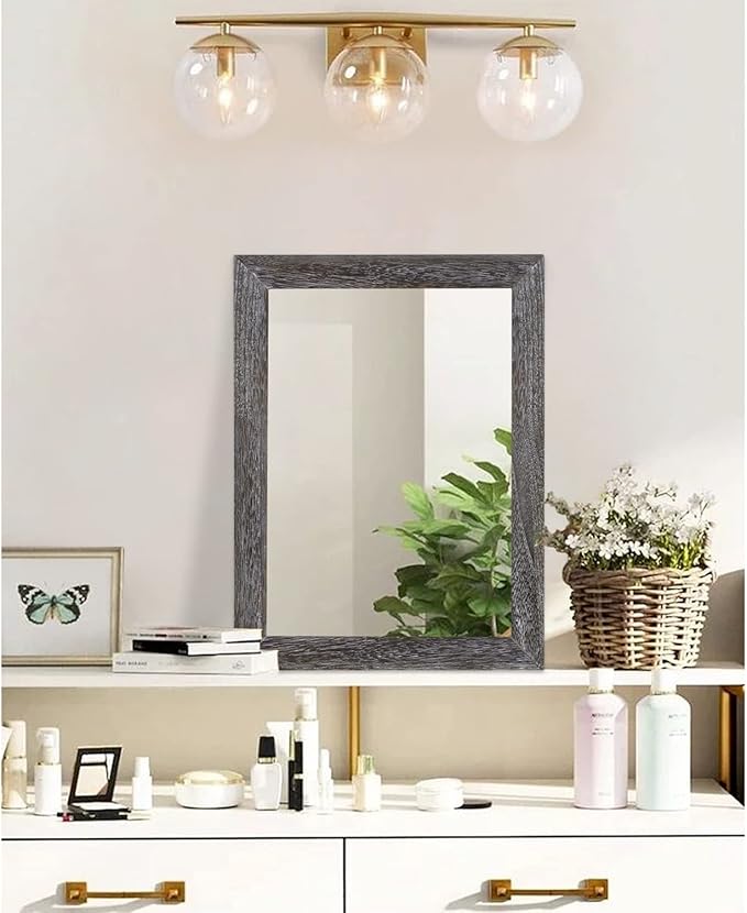 AAZZKANG Wall Mirror with Rectangle Wood Frame Rustic Decorative Hanging Mirrors - Image 4