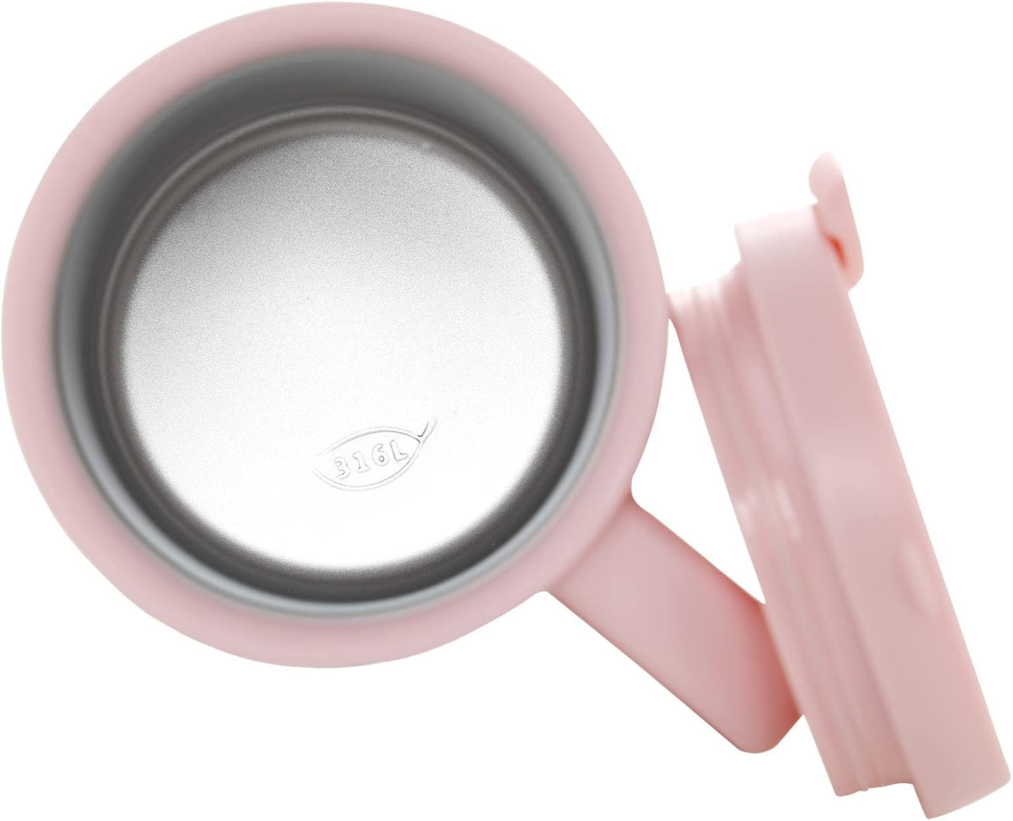 Stainless Steel Coffee Mug with Lid and Handle, Double Wall Vacuum Insulated Cup, 16oz, Pink