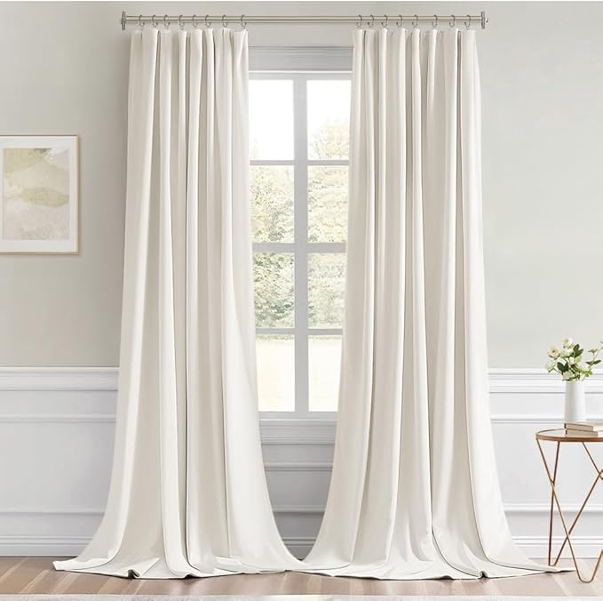MIULEE Ivory Back Tab Blackout Curtains 102 Inch Long 2 Panels Set - Image 9