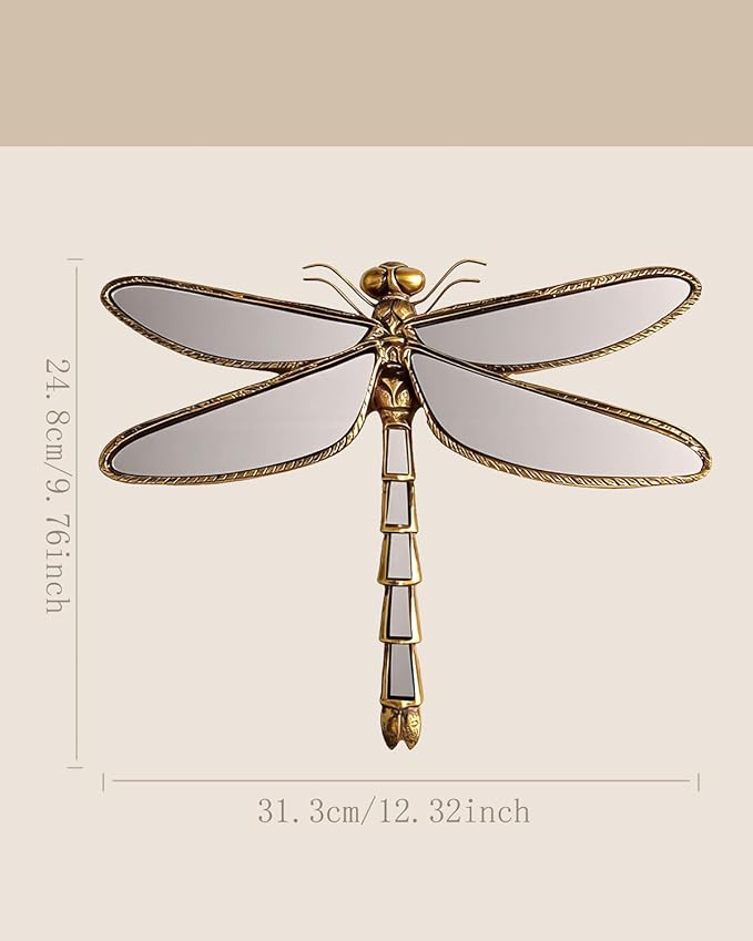Dragonfly Wall Mirror Decor, Butterfly Art Wall Mirrors, Retro Gold Resin - Image 6