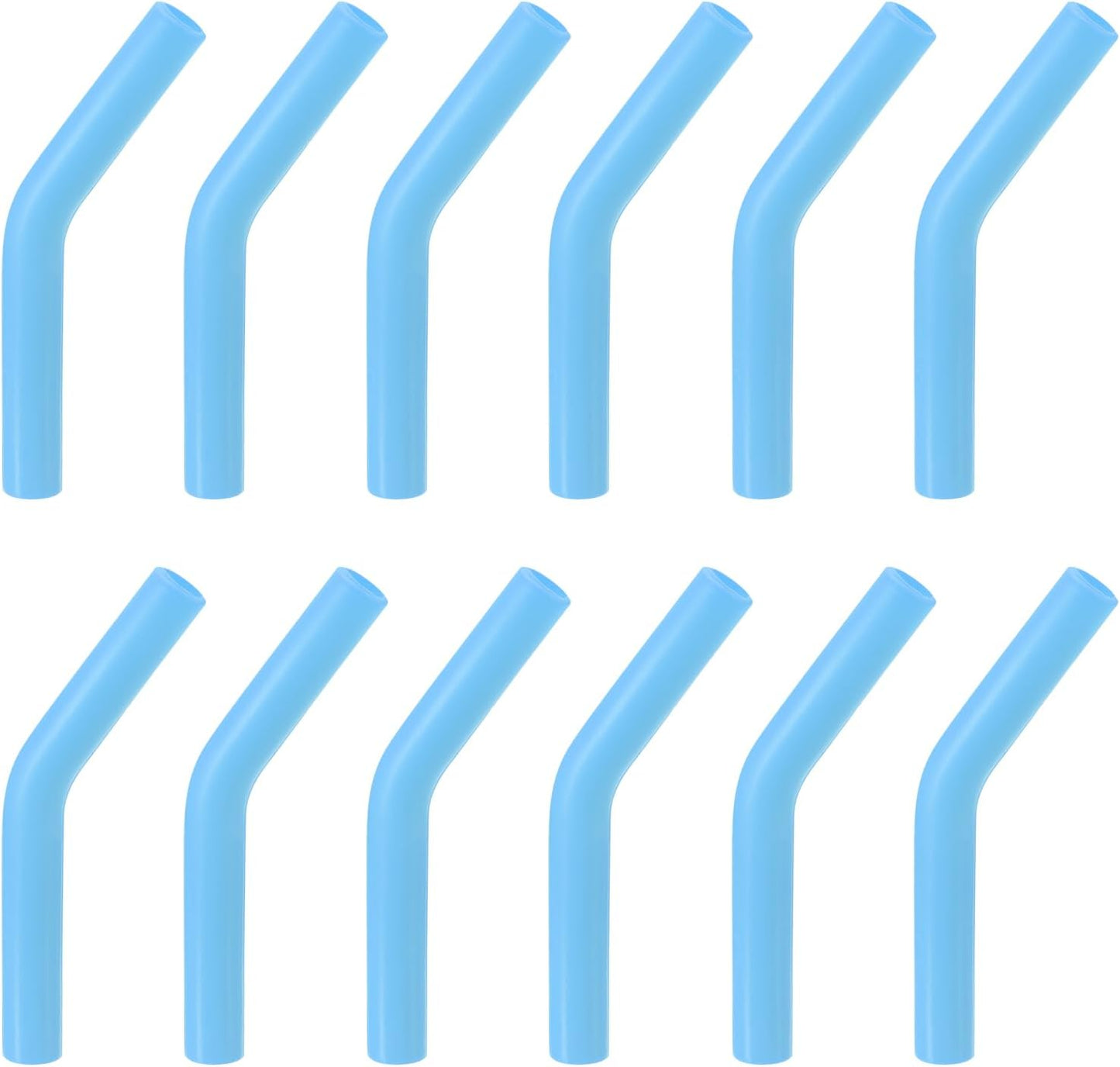 uxcell 12pcs Silicone Straw Tips, Silicone Straw Elbows Tip, Soft Reusable Metal Straw Covers Fit for 6mm/0.24" OD Stainless Steel Straws, Sky Blue