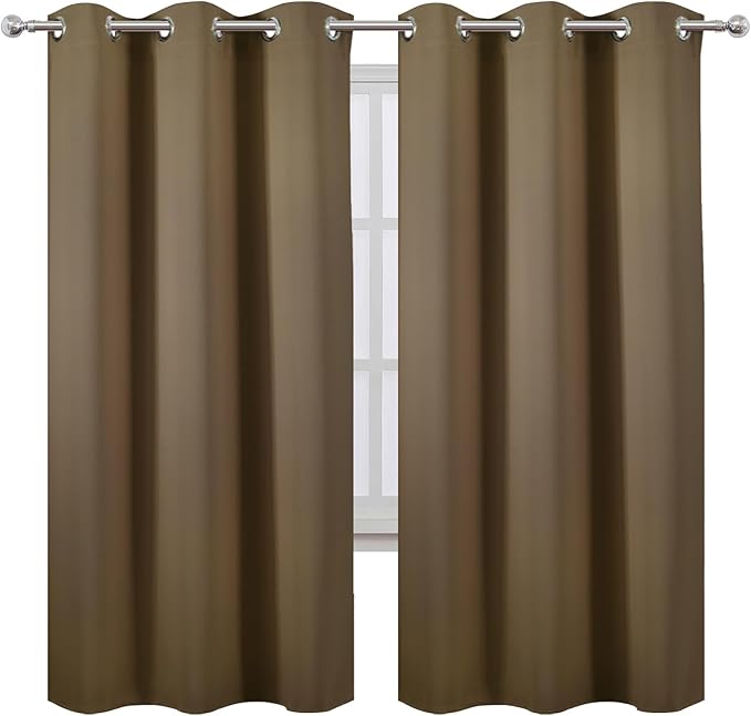 LEMOMO Brown Thermal Blackout Curtains/42 x 72 Inch/Set of 2 Panels Room - Image 2