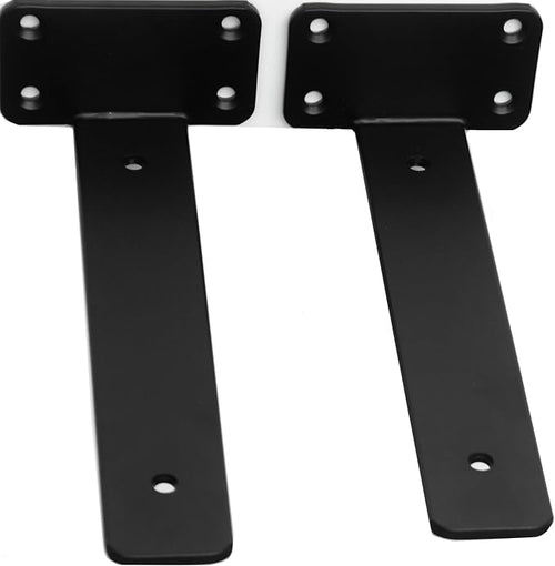 2 Pack - 10 inch Black Hidden L Shelf Bracket Iron Floating Shelf Brackets by MHMYDZ