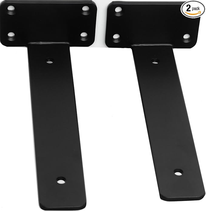 2 Pack - 12 inch Black Hidden L Shelf Bracket Iron Floating Shelf Brackets by MHMYDZ