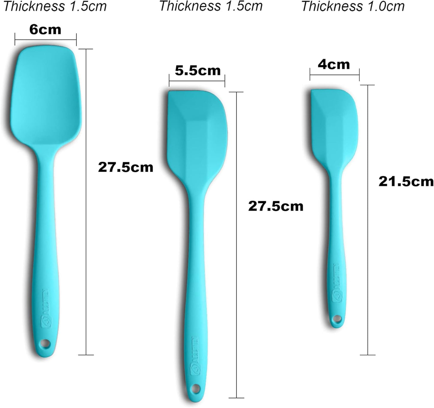 Silicone Spatula 3-piece Set, Ergonomic Handle High Heat-Resistant Spatulas, Non-stick Rubber Spatulas with Stainless Steel Core, Macaron Blue