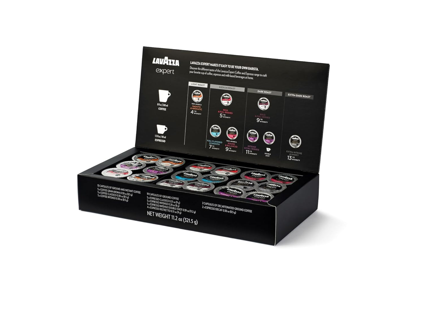 Lavazza Expert Variety Pack, Contains Light, Medium, and Dark Roast Espresso and Coffee Capsules, Compatible with Lavazza Classy Machines (36 Capsules)