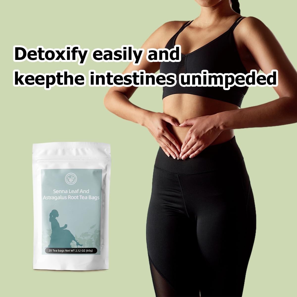 HANFANGLING Senna Leaf And Astragalus Root Tea Bag - Natural Detoxification and Beauty Herbal Tea, Support Digestion and Health, Improve Immunity and Beauty 20 Tea bags 2.12oz