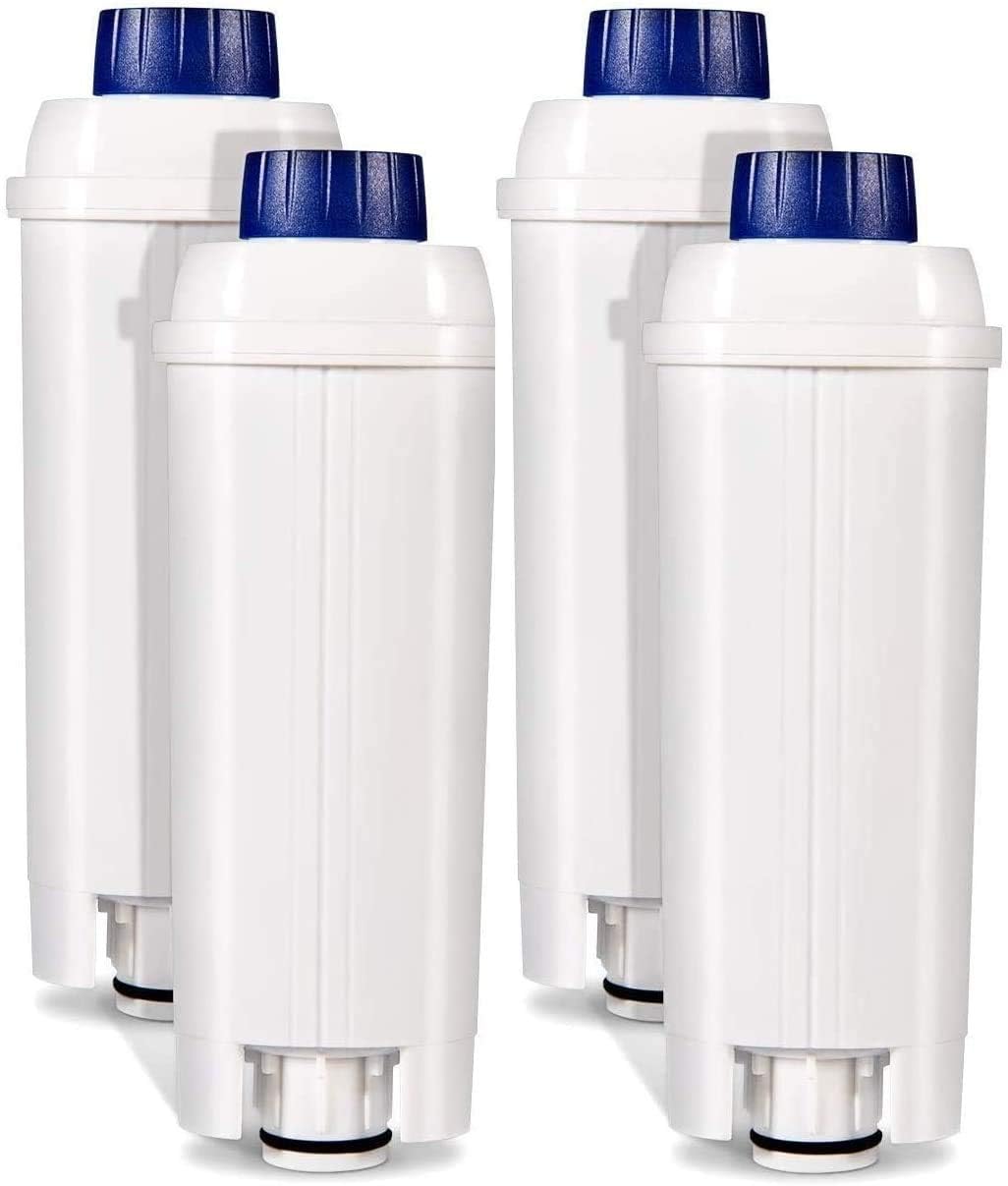 Coffee Machine Filters Replacement for DeLonghi Filter DLSC002, Water Filter Cartridges Activated Carbon Softener, Compatible with ECAM, ESAM, ETAM, BCO, EC. (Pack of 4)