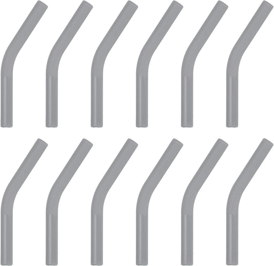 uxcell 12Pcs Silicone Straw Tips, Silicone Straw Elbows Tip, Soft Reusable Metal Straw Covers Fit for 6mm/0.24" OD Stainless Steel Straws, Grey