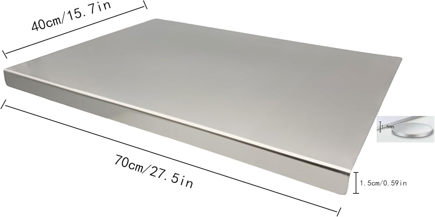 Stainless Steel Cutting Boards for Kitchen,Baking Board,Pastry Board,kneading Panel - Suitable for Cutting Vegetables, Fruits, Meat,bread - Easy To Clean and Store (70x40cm/27.5x15.7in)