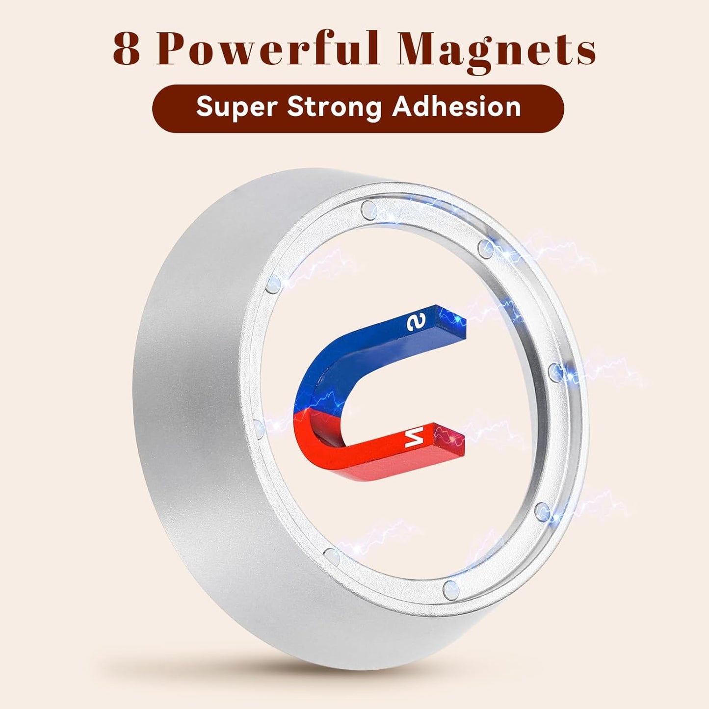 54mm Silver Magnetic Dosing Funnel, Lightweight Coffee Machine Dosing Ring with 9 Magnets, Aluminum Espresso Funnel, Ultra-Strong Adsorption Force