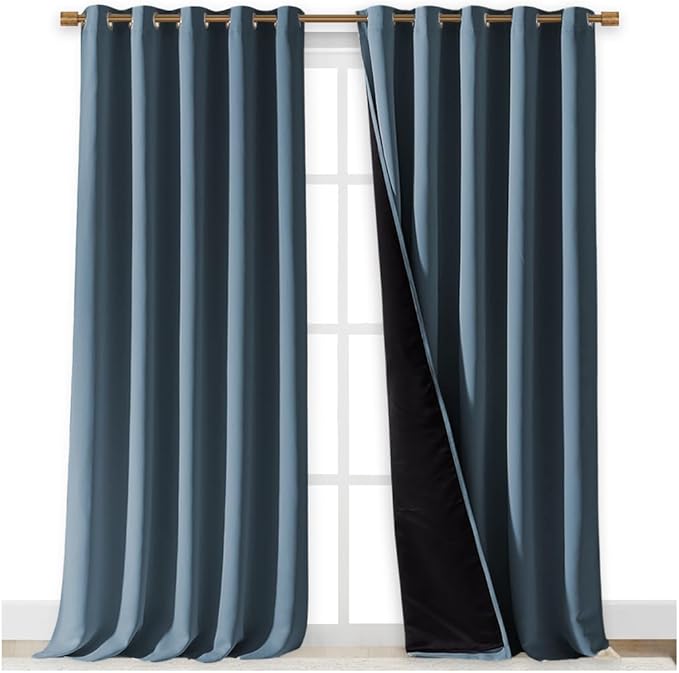 NICETOWN Full Shading Curtains for Windows, Smoky Blue, 62 inches W x 95 inches - Image 2