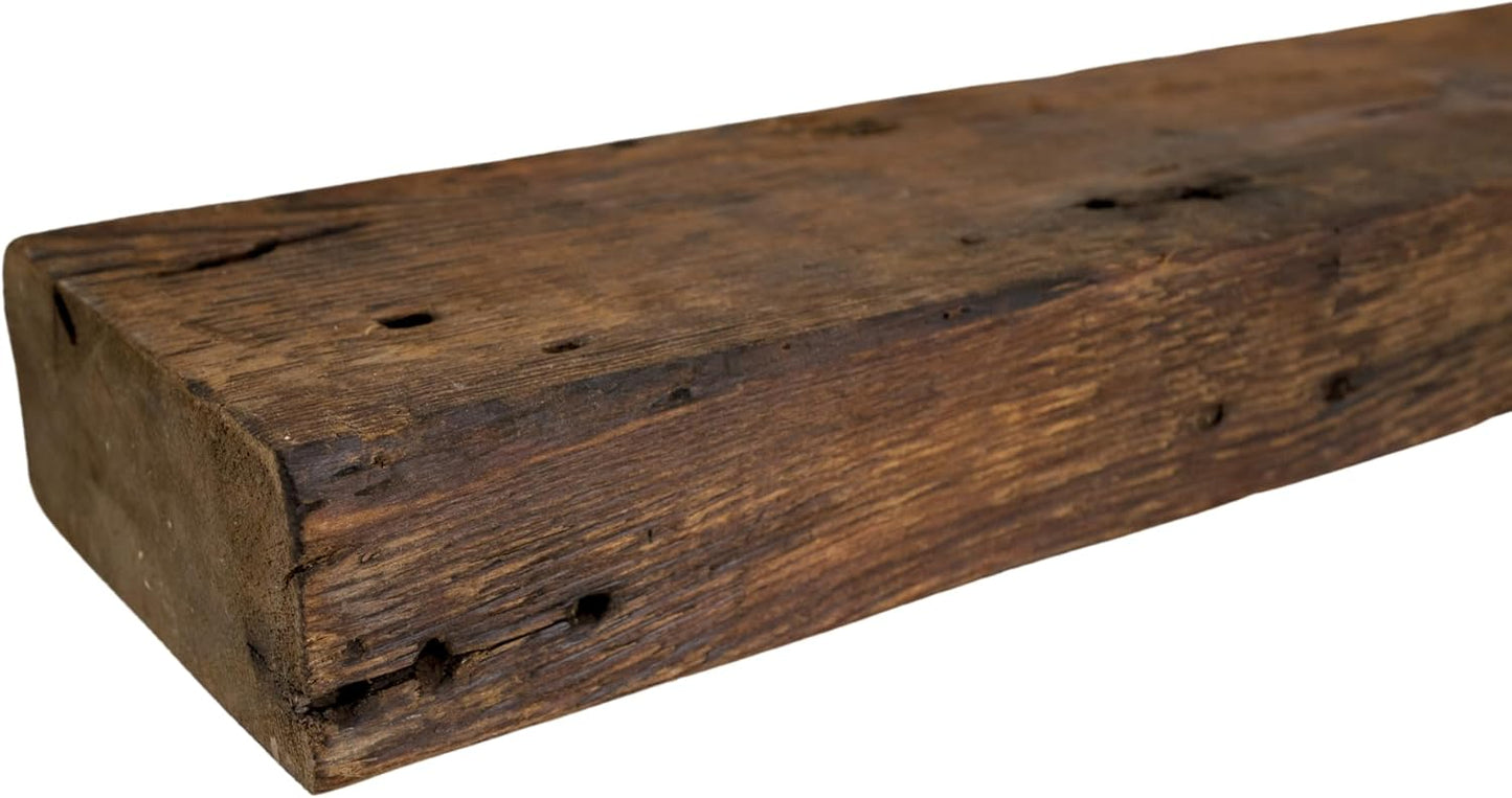 Modern Timber Craft Reclaimed Wood Wall Shelf | Solid Rustic American Barnwood with Floating Shelf Brackets | 2.75" Thickness | 18" L x 5" D, Rustic Original - Oiled