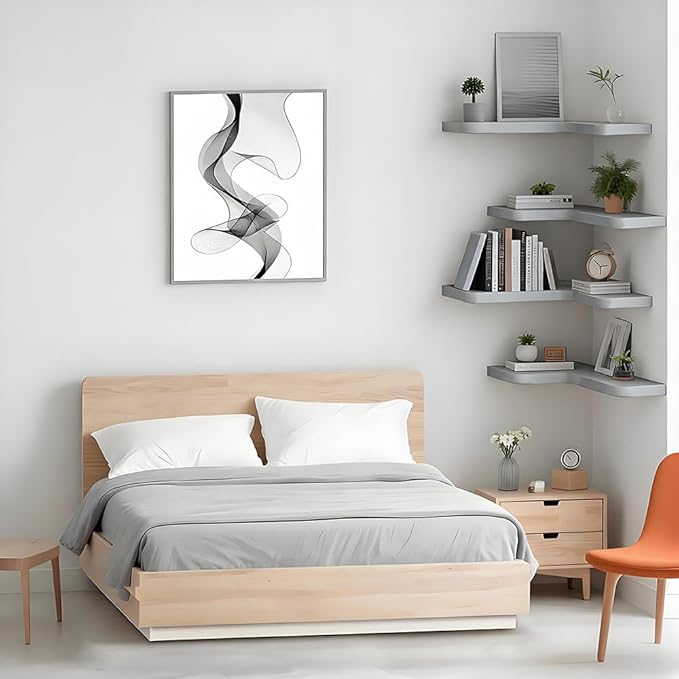 Floating Corner Shelves Set of 3, Solid Wood Picture Wall Shelf, Floating - Image 6
