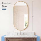 DUMOS 24" x 48" Oval Bathroom Mirror, Tempered Glass, Morden Vanity Mirror - Image 3