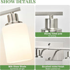 MOKATNG 3-Light Bathroom Light Fixtures, Brushed Nickel Vanity Light - Image 4