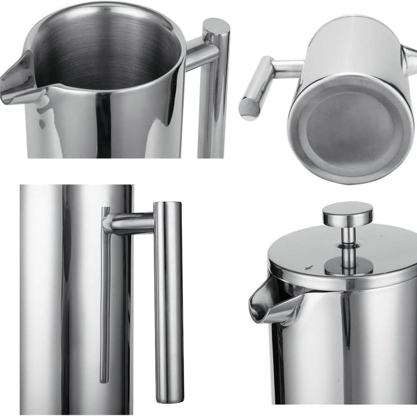 French Press Coffee Maker,Stainless Steel Double Wall Insulated Coffee Press 34 oz,4-8 Cups, Portable Hot Cold Brew Teapot Cafetera for Coffee Bar Accessories Kitchen Camping (White,34oz)