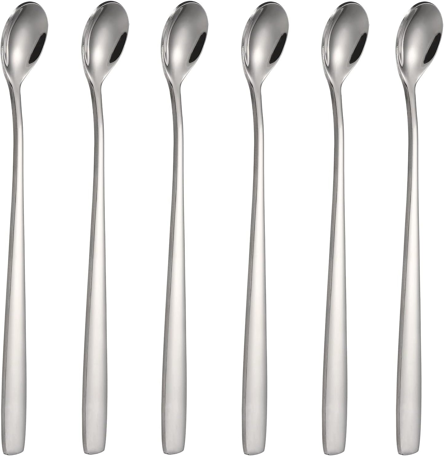 Stainless Steel Iced Tea Spoons Set of 6 Cocktail stir sticks Spoons Bar Spoon for Cold Drinks