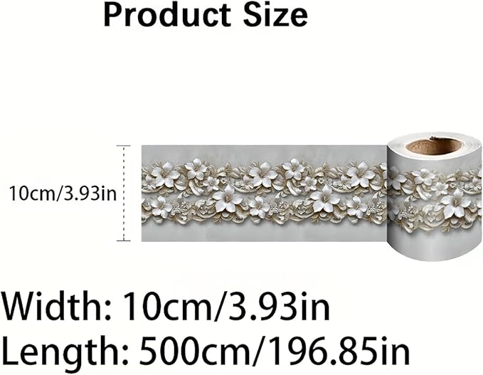 Beige Floral Wallpaper Border 196x4 Inch Peel and Stick Wall Border Removable - Image 4