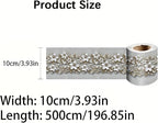 Beige Floral Wallpaper Border 196x4 Inch Peel and Stick Wall Border Removable - Image 4