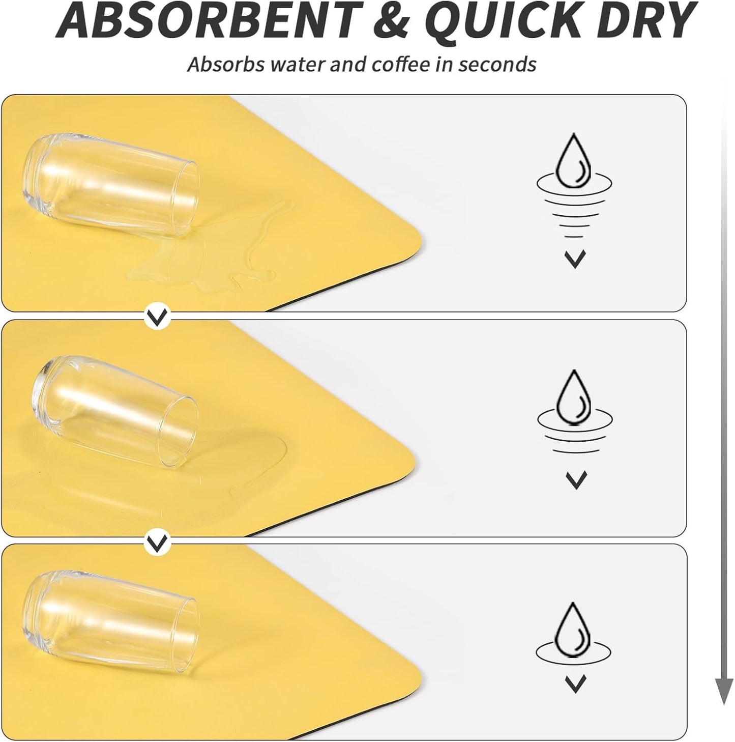 Coffee Mat - Absorbent Hide Stain Rubber Backed Dish Drying Mat for Kitchen Counter - Bar Mats for Countertops Accessories Fit Under Coffee Maker Espresso Machine