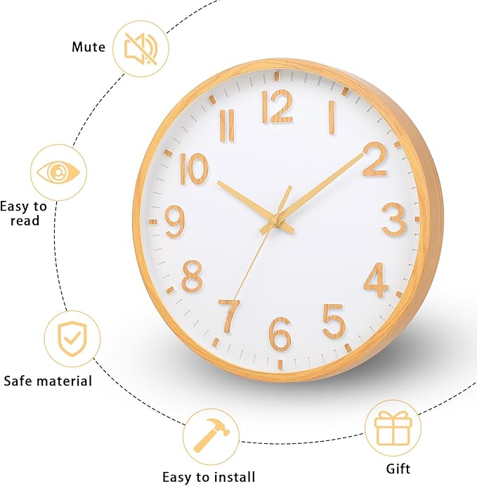 Wall Clocks Battery Operated 10 inch Modern Wall Clock, Silent Non Ticking Wall - Image 4