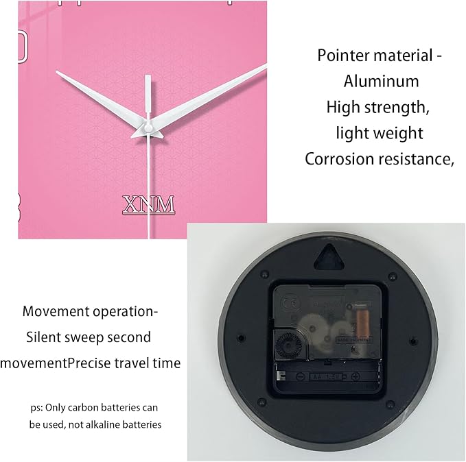 XNM Minimalist Bedroom Clock for Teen Girls Pink Analog Clock Battery Operated - Image 7