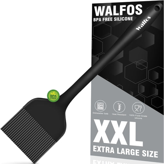 WALFOS Extra Large Silicone Basting Pastry Brush, 2.5 inch Wide Bristle Butter Oil Brush, Prefect for BBQ Grill Baking Kitchen Cooking-Pieces Design, BPA Free and Dishwasher safe