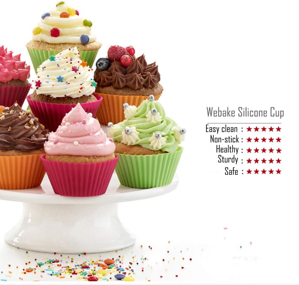 Webake Silicone Cupcake Baking Cups Muffin Liners Reusable Silicon Muffin Tin Non-stick 2-3/4 Inch Regular Size, Pack of 24