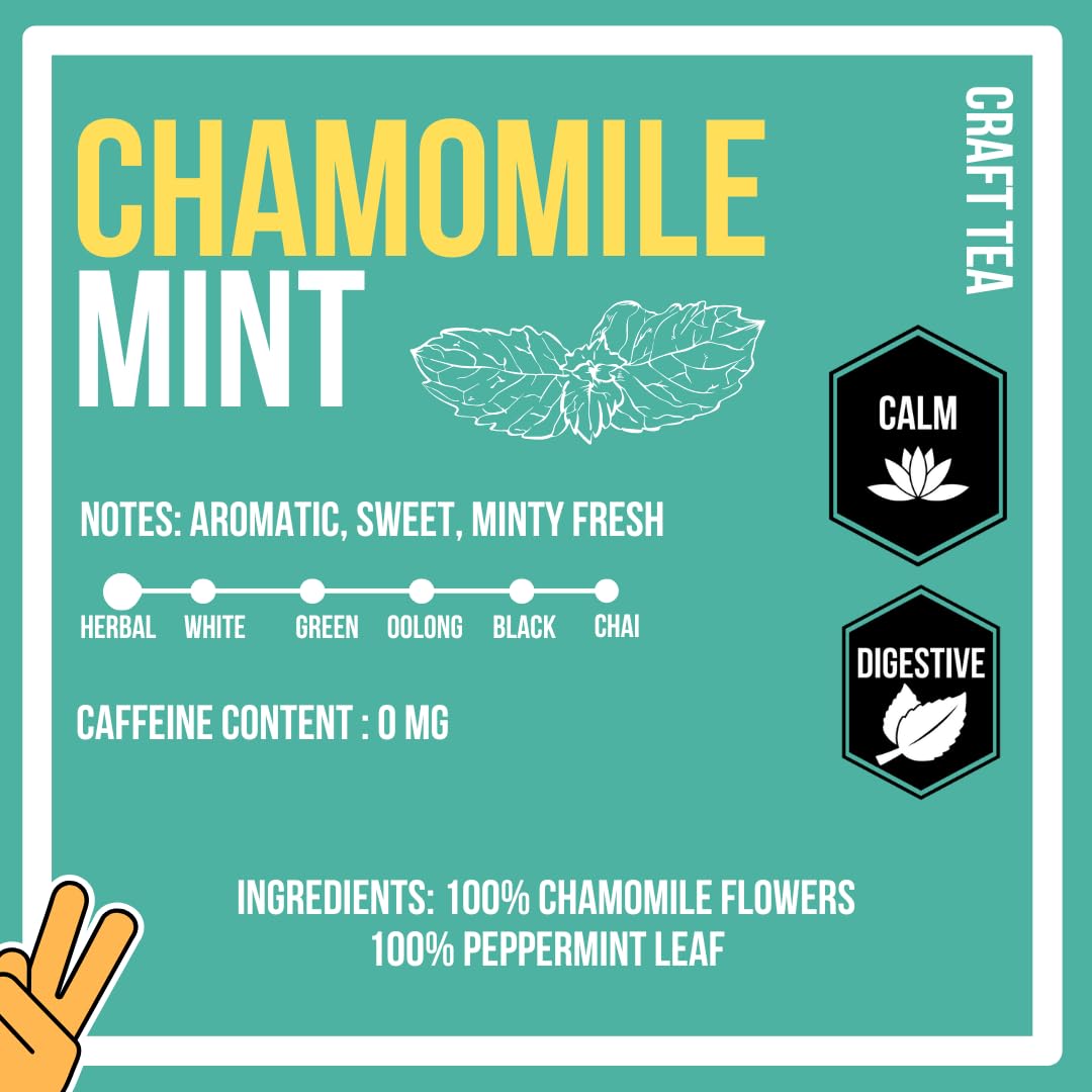 Revival Tea Company Chamomile Mint Tea - Herbal Tea Blend of Chamomile Flowers and Peppermint Leaf - Caffeine Free - 24 Tea Bags