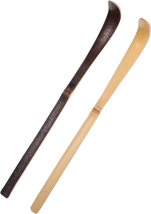 2 Pcs Matcha Spoons, Bamboo Scoop Tea Leaf Sticks Tea Whisk Scooping Teas Ceremony Utensil Chashaku Hooked Green Teas Spoon for measuring Coffee Powder Espresso Lover Spices Condiments