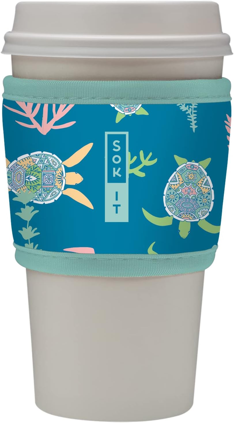 Sok It HotSok Coffee & Tea Reusable Insulated Neoprene Cup Sleeve (Turtle-y Awesome)