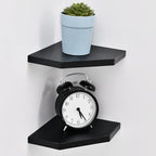 WELLAND 7-Inch Black Floating Corner Shelves Set of 2, Wall Mounted Storage - Image 6