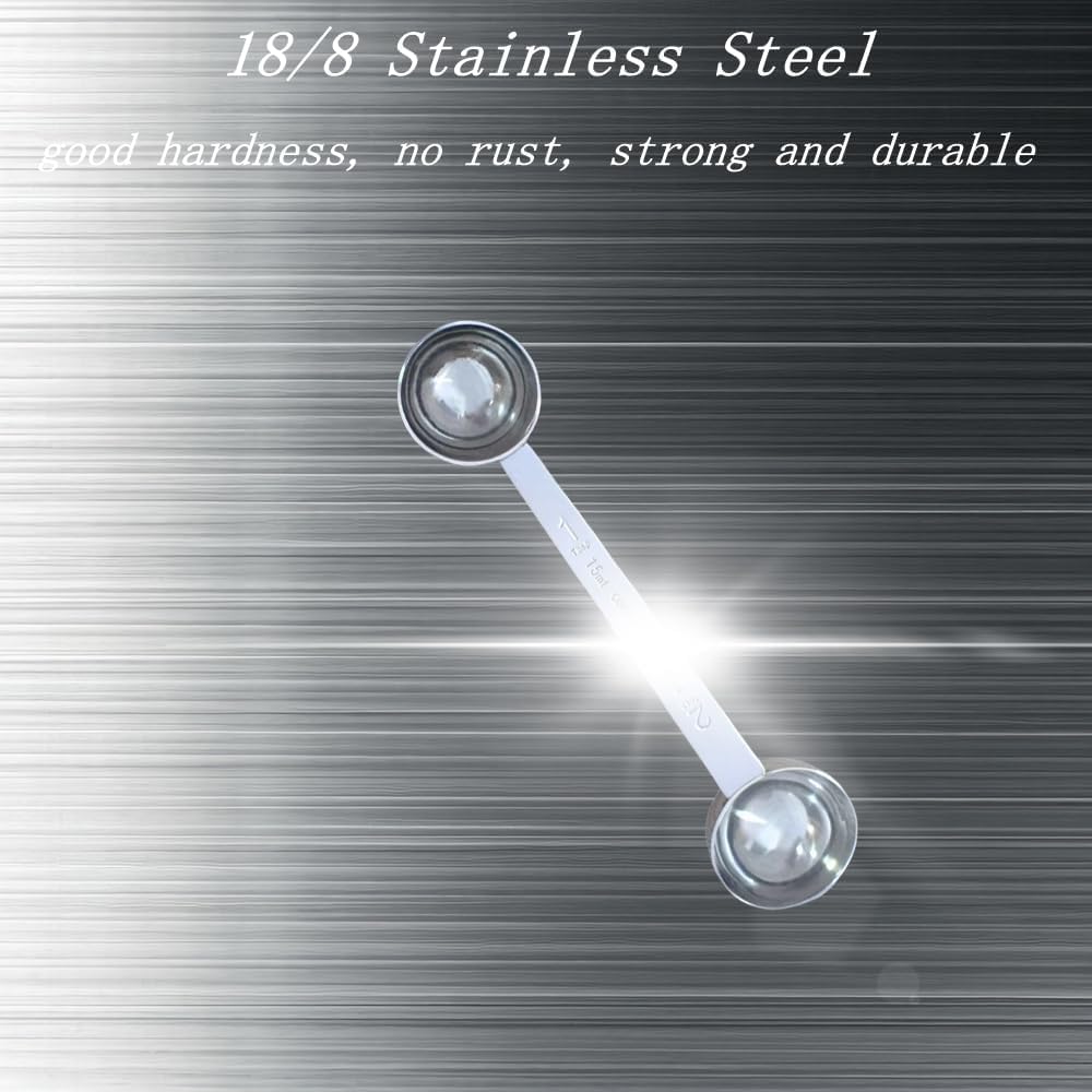 CoaGu Stainless Steel Coffee Scoop Set: Two-Piece Long Handle 1 Tbsp & 2 Tbsp Scoops for Effortless Serving from Large Coffee Bags and Baking Ingredients