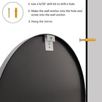 Sunniry Black Round Mirror, Round Mirror 24 inch, Wall Mounted Mirrors - Image 7