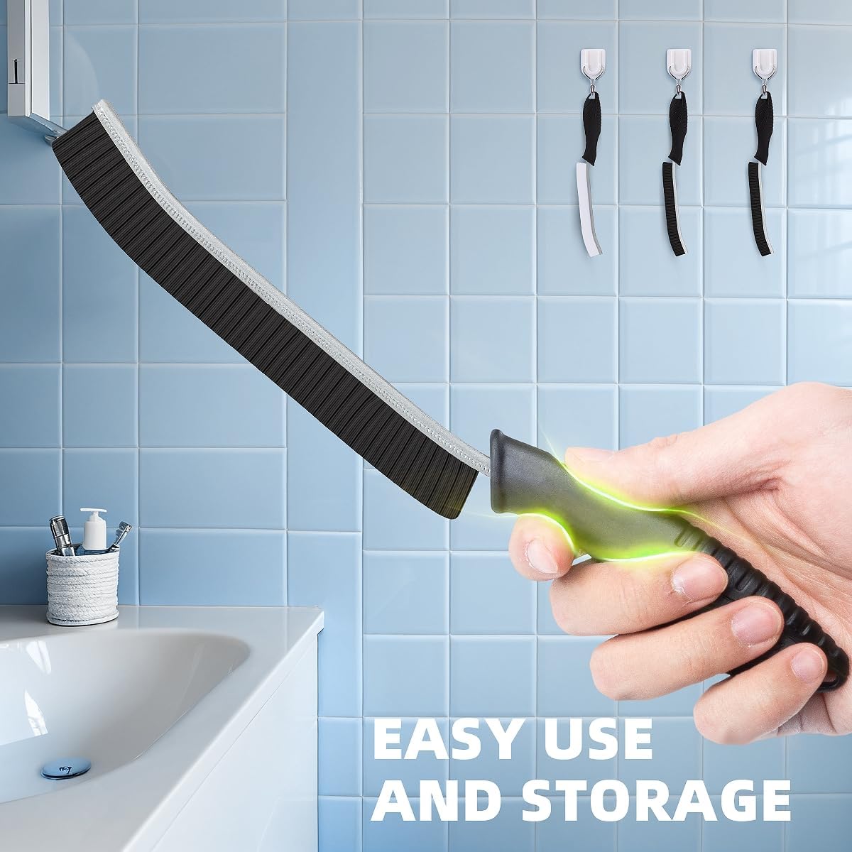 Hard Bristle Crevice Cleaning Brush-Thin Gap Scrub Brush, Small Cleaning Brush, Grout Brush, Kitchen Brush, Cleaning Tools for Toilet, Bathroom, Sink, Home, Household, Window (6, Green)