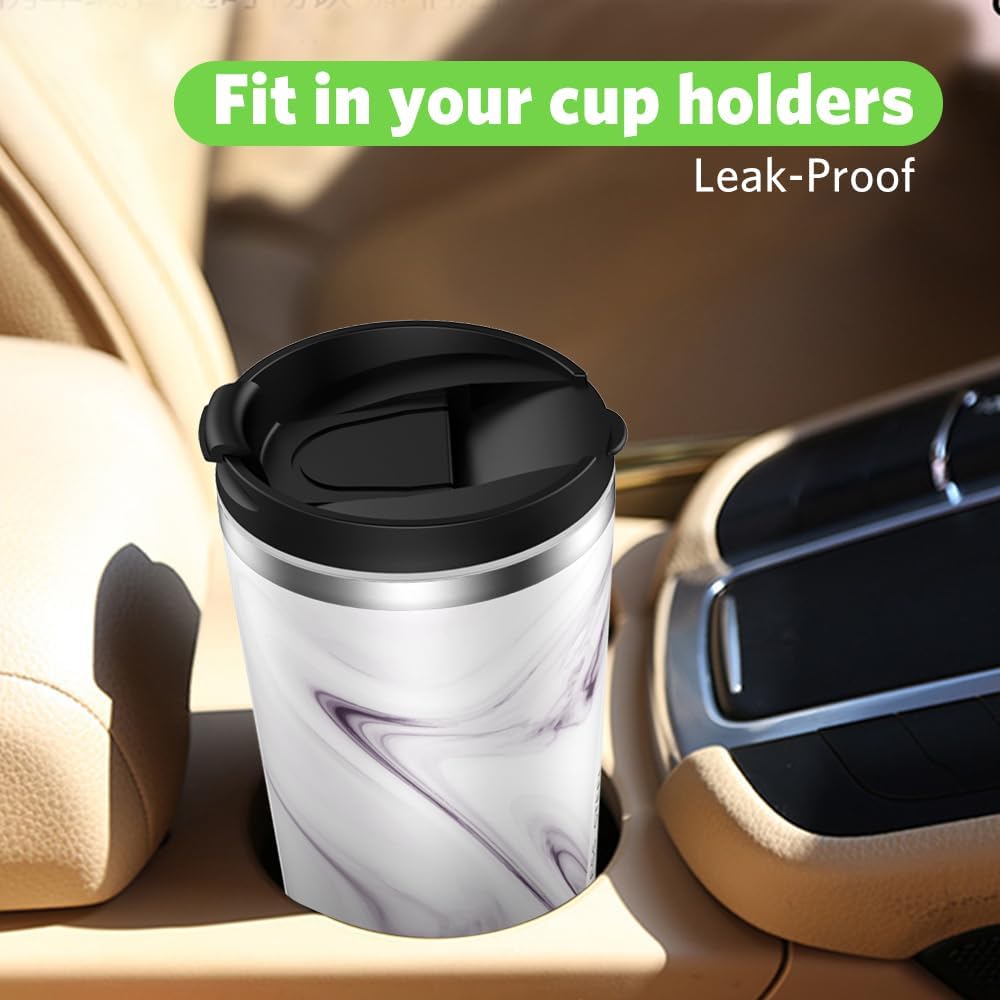Insulated Coffee Mug with Ceramic Coating, 18oz Travel Mug with Leak-proof Lid, Vacuum Double-wall Tumbler, Stainless Steel Thermal Cup for Tea, Hot Cocoa, Cold Beverage, Ice Drinks