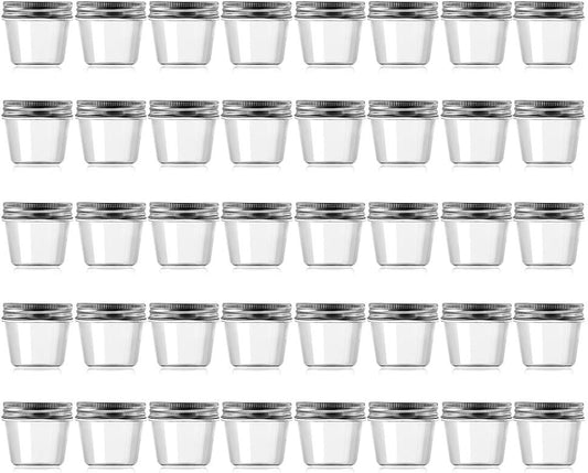 novelinks 4 Ounce Clear Plastic Jars Containers With Screw On Lids - Refillable Round Empty Plastic Slime Storage Containers for Kitchen & Household Storage - BPA Free (40 Pack)