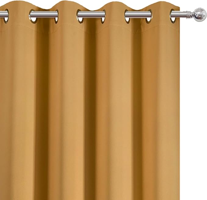 LEMOMO Blackout Curtains 52 x 90 inches Long Mustard Yellow Curtains Set of 2 - Image 6