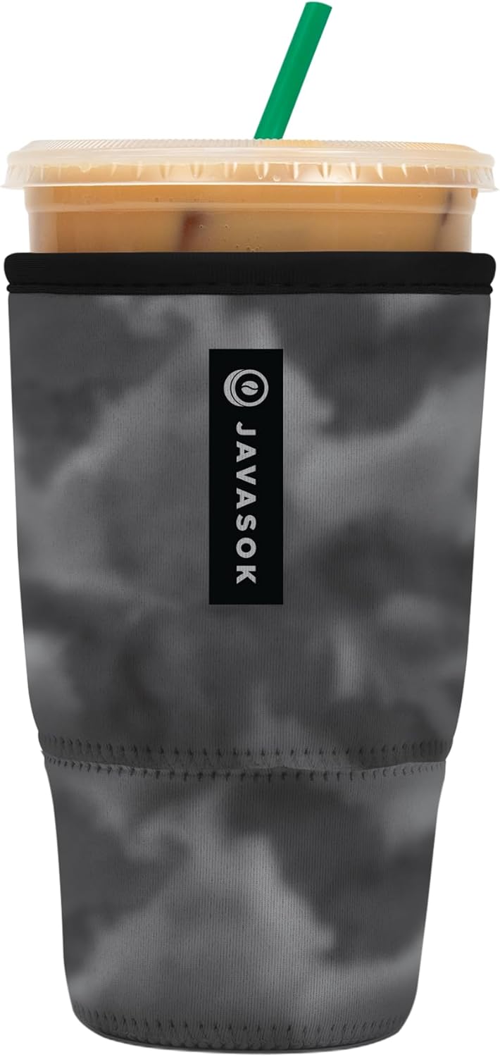 Sok It JavaSok Iced Coffee & Cold Soda Insulated Neoprene Cup Sleeve (Shades of Gray, Large: 30-32oz)