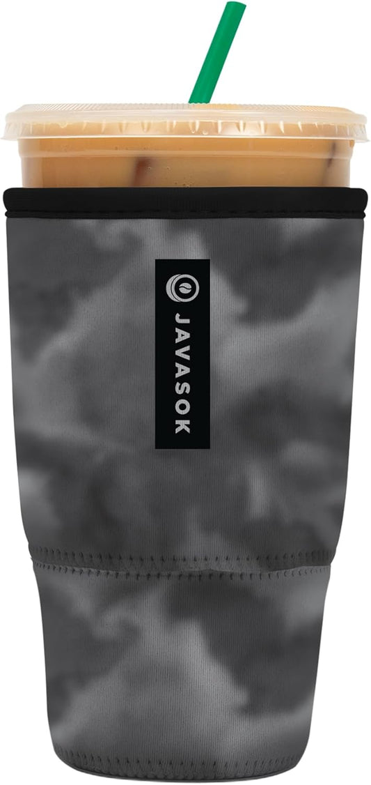 Sok It JavaSok Iced Coffee & Cold Soda Insulated Neoprene Cup Sleeve (Shades of Gray, Large: 30-32oz)