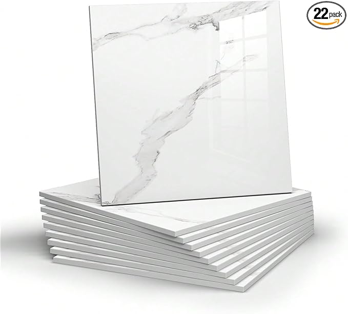 Chejiaye 22pcs Marble Peel and Stick Backsplash Waterproof Washroom Wall Panels by Chejiaye