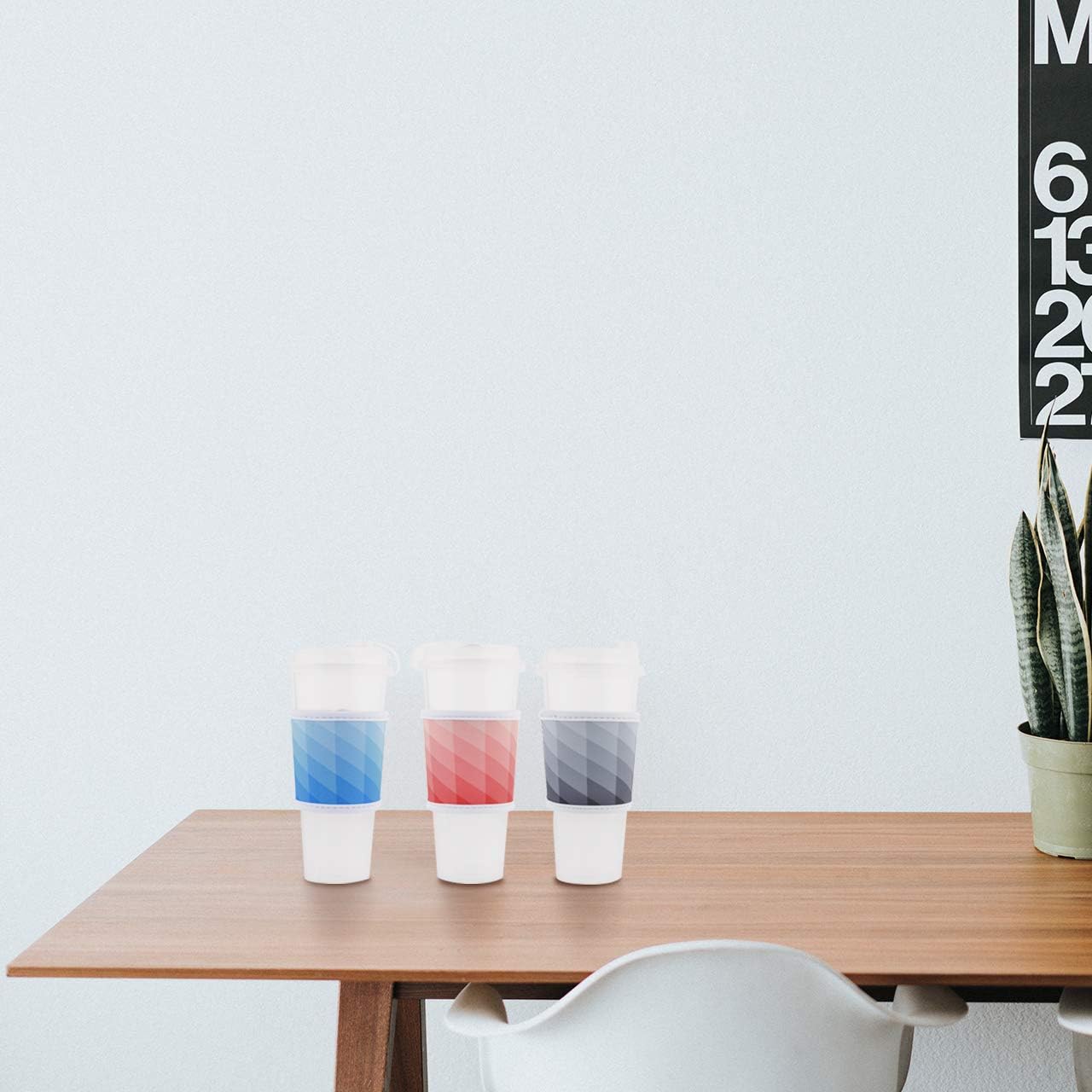 CM Reusable Coffee Mug Sleeve Cover Coffee Cup Sleeve Cover Heat Resistant Neoprene Insulator Sleeve for Coffee Tea Hot Cold Beverage (Lattic Patterns (6 Pcs))